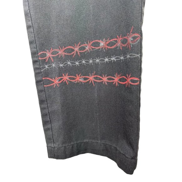 Dickies Custom Cargo Pants 30 x 32 Black with Painted Artwork Flames and Chains - Picture 4 of 16